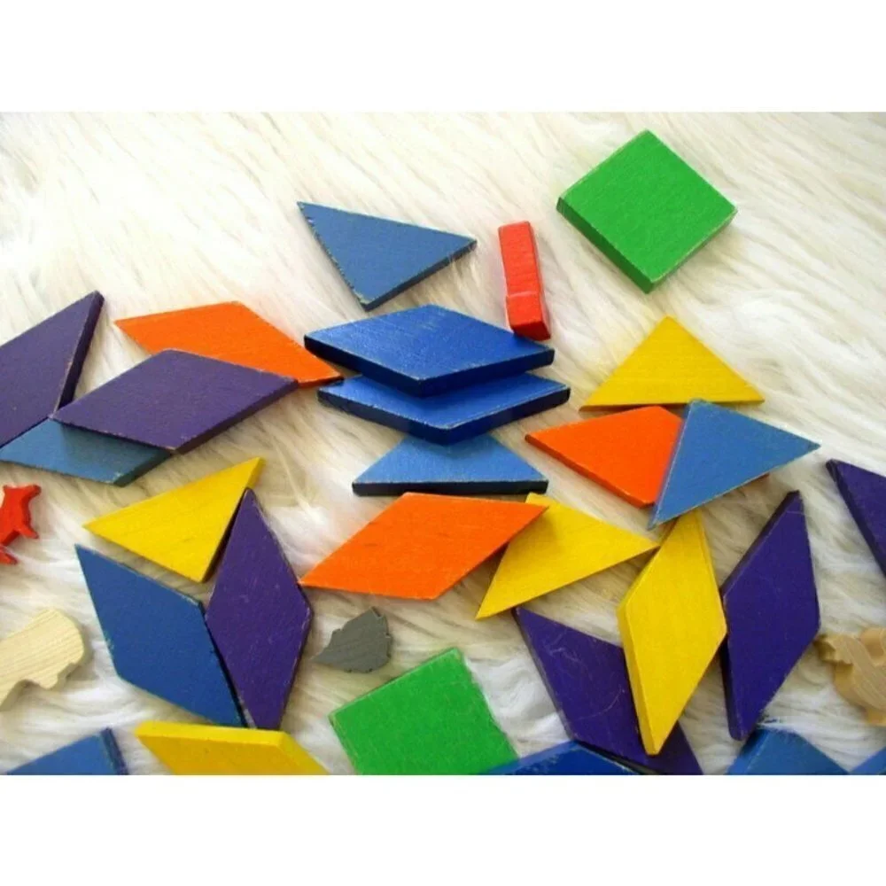 Children's Wooden Pattern Blocks Lot of 59 Pcs